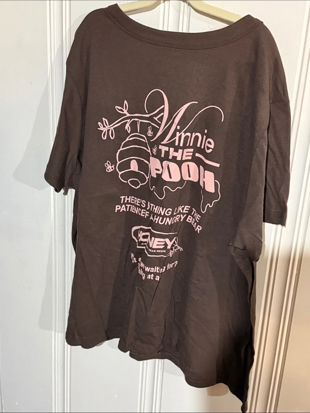 Disney Winnie the Pooh Brown Tee with Pink Graphics